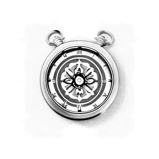 Tribal "Pocket Watch" Tattoo Idea BlackInk AI