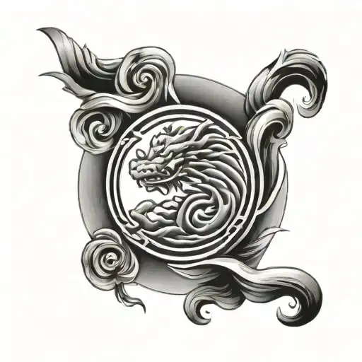 Band around the arm with a chinese symbol of strength tattoo design idea