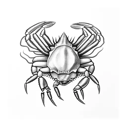 long hair man and crab in his hand tattoo design idea
