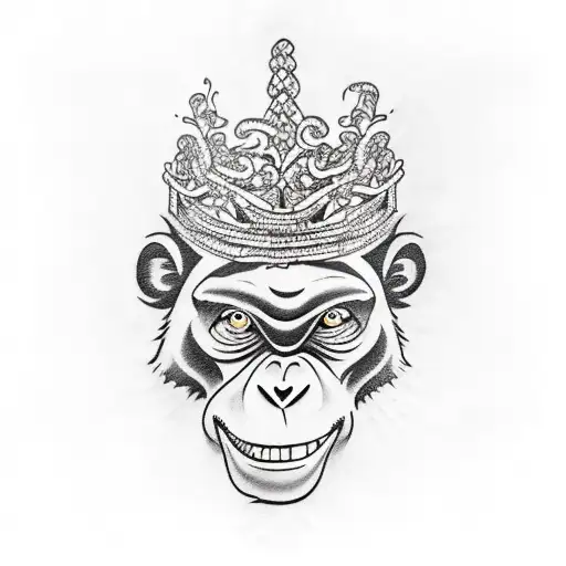 vines wrapped around a monkey's paw a tiara and a bull skell tattoo design idea