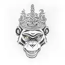 vines wrapped around a monkey's paw a tiara and a bull skell tattoo design idea