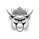 vines wrapped around a monkey's paw a tiara and a bull skell tattoo design idea