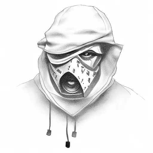 Robbery masked guy with guns money and police tattoo design idea
