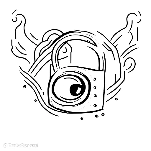 padlock with one eye tattoo design idea