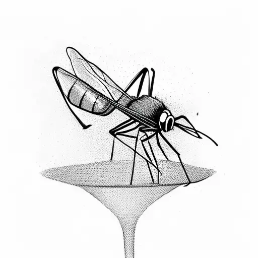 mosquito drinking a martini tattoo design idea