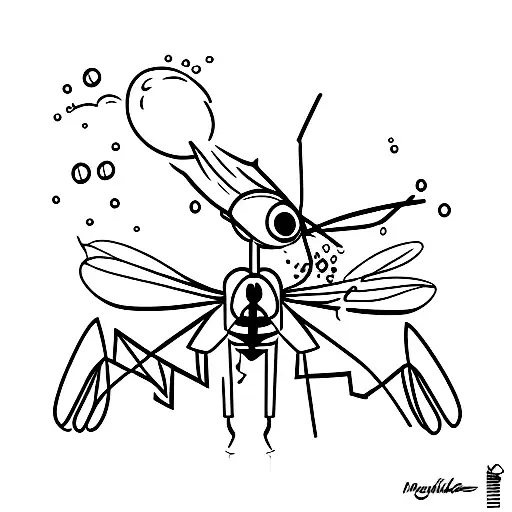 mosquito drinking out of a martini glass tattoo design idea