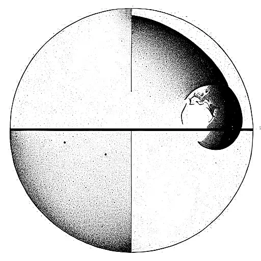 Solar system. Black and white. Planet earth in colour.  tattoo design idea