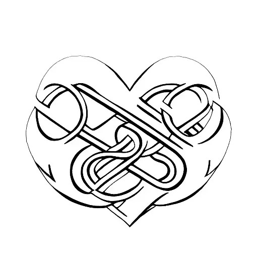 interlocked initials a and j with a heart tattoo design idea