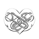 interlocked initials a and j with a heart tattoo design idea