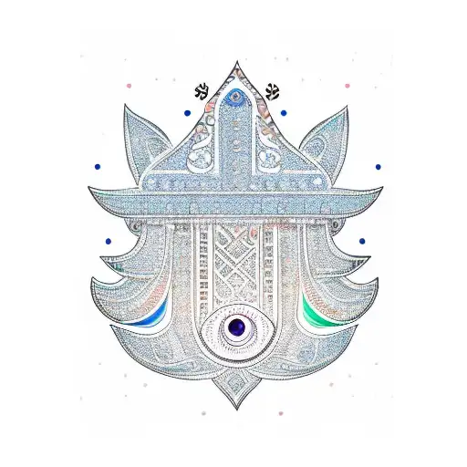 A new-school Hamsa with intricate tree lamp patterns tattoo design idea