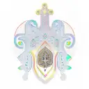 A new-school Hamsa with intricate tree lamp patterns tattoo design idea