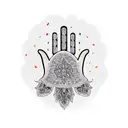 A new-school Hamsa with intricate tree lamp patterns tattoo design idea