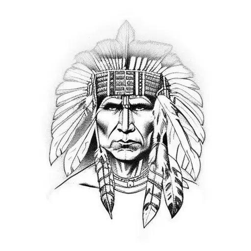 red Indian of freedom  tattoo design idea