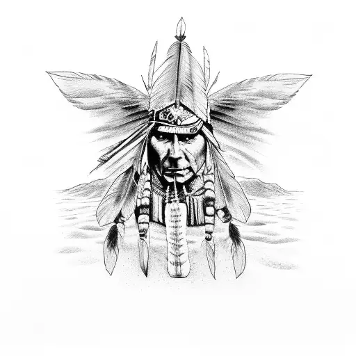 red Indian of freedom  tattoo design idea