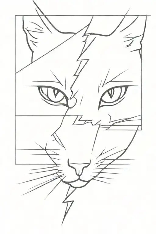 lightning, cats, eyes tattoo design idea