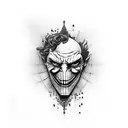 hahaha joker tattoo on forarm with cybersiglism dark art tattoo design idea