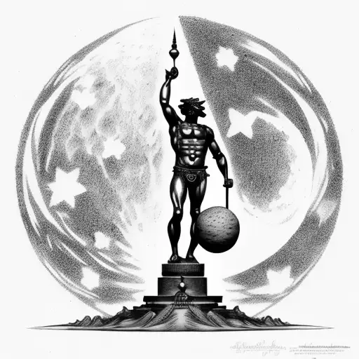 Statue of Atlas carrying the Turkish moon and star tattoo design idea