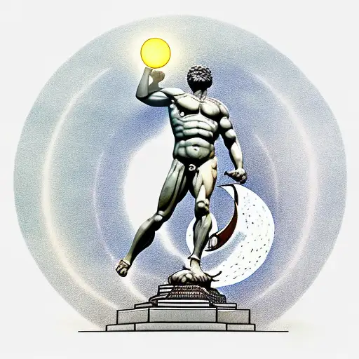 Statue of Atlas carrying the Turkish moon and star tattoo design idea