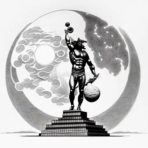 Statue of Atlas carrying the Turkish moon and star tattoo design idea
