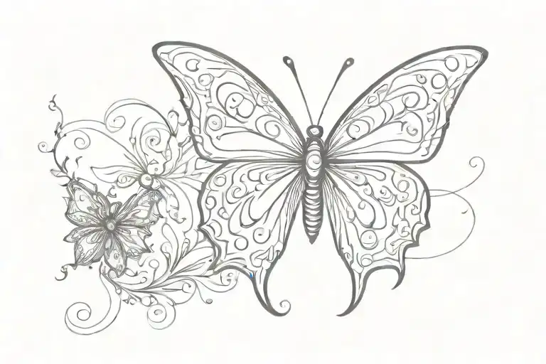 butterfly and tribal, mysticism tattoo design idea