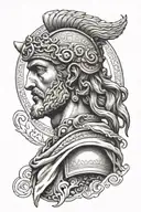 hero of ancient Greece in full growth tattoo design idea