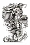 hero of ancient Greece in full growth tattoo design idea