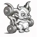 baby devil lifting weight tattoo design idea