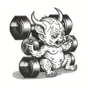 baby devil lifting weight tattoo design idea