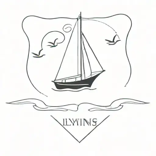 sailboat with the initials ILYNS  tattoo design idea
