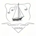 sailboat with the initials ILYNS  tattoo design idea