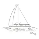 sailboat with the initials ILYNS  tattoo design idea