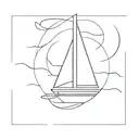 sailboat with the initials ILYNS  tattoo design idea