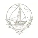 sailboat with the initials ILYNS  tattoo design idea