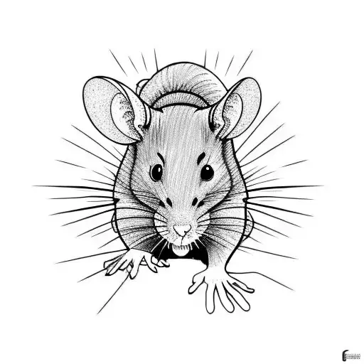  rat holding a light bulb tattoo design idea