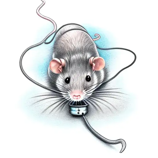 rat with a lantern tattoo design idea