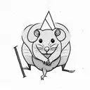  rat holding a light bulb tattoo design idea