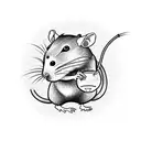  rat holding a light bulb tattoo design idea