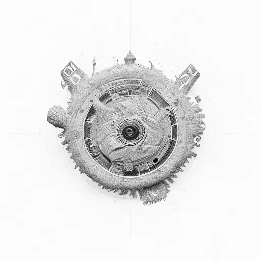 sound wave with dj jog wheel tattoo design idea