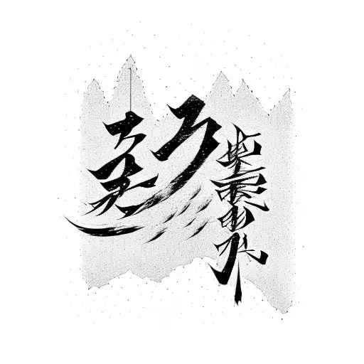 Rap lyrics written in Japanese calligraphy with a New York cityscape background tattoo design idea