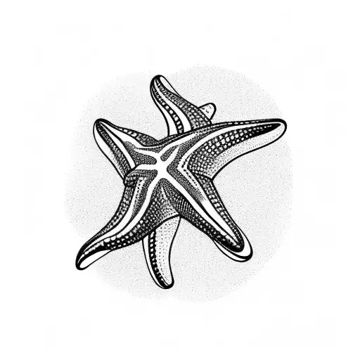 starfish ando sea life flat line tattoo design idea