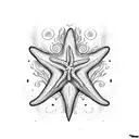 starfish ando sea life flat line tattoo design idea
