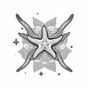 starfish ando sea life flat line tattoo design idea