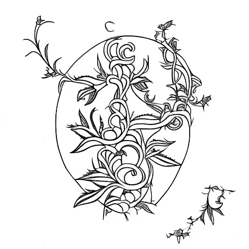 A gothic-style king chesspiece surrounded by overgrown jasmine vines tattoo design idea