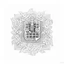 A gothic-style chessboard surrounded by overgrown jasmine vines tattoo design idea