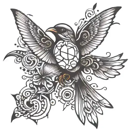 Binary Code Swallow Bird tattoo design idea