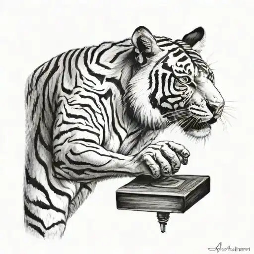 tiger anubis holding the balance tattoo design idea