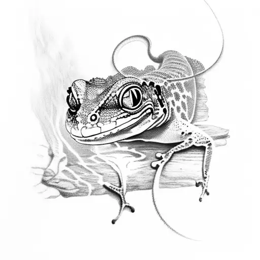 gecko on fire tattoo design idea