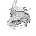 gecko on fire tattoo design idea