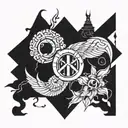 man Power Peace Knowledge tattoo design idea