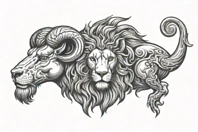 ram and lion chest tattoo tattoo design idea